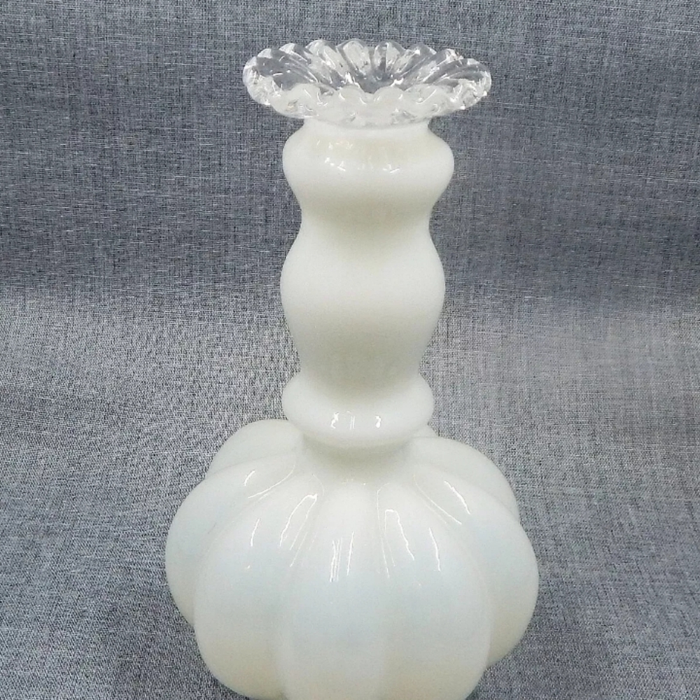 Elegant White Glass Candle Holder